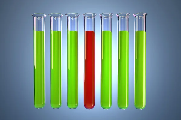 Прозрачные пробирки с цветными жидкостями. Концепция химического анализа. Содержит путь обрезки — стоковое фото