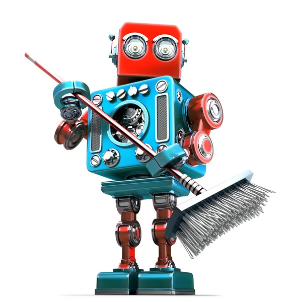 Robot paspas ile temiz. İzole. Kırpma yolunu içerir