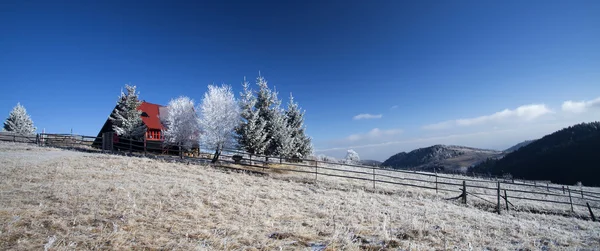 Hoarfrost coperto paesaggio invernale — Foto Stock