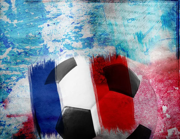 Voetbal op de Franse vlag gekleurde achtergrond — Stockfoto