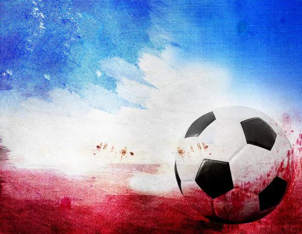 Football sur fond de drapeau français — Photo