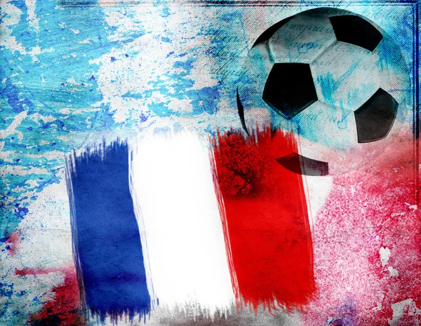 Football on France's flag colored background — Stock Photo, Image