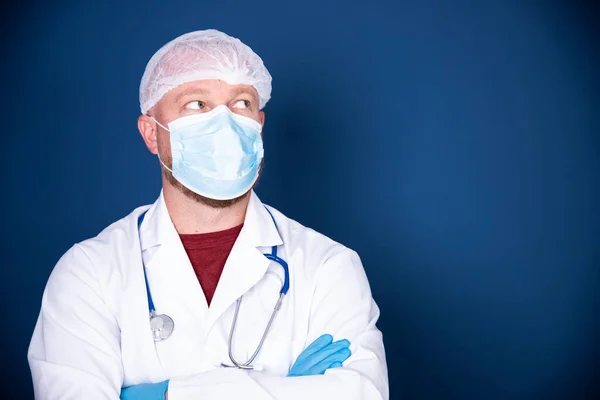 Medicine Profession Healthcare Concept Close Male Doctor Scientist Protective Facial — Stockfoto