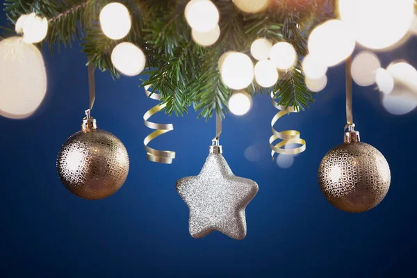Holiday Background Golden Christmas Decorations Magic Holiday Light — Stock Photo, Image