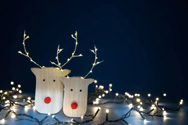 Renas Luz Natal Cintilante Fundo Férias — Fotografia de Stock