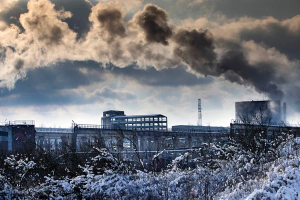 Забруднення Повітря Від Димоходів Електростанції — стокове фото