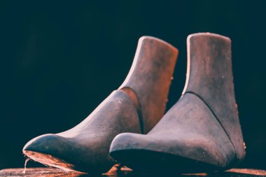 Klasik ahşap manken ayağı - eski moda arka planı