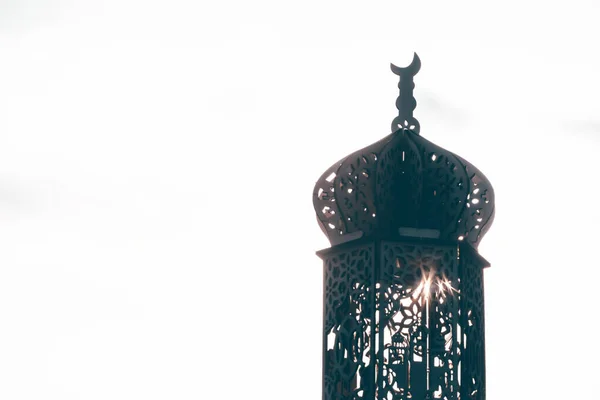 Ramadan Kareem Fond Silhouette Mosquée Sur Blanc — Photo