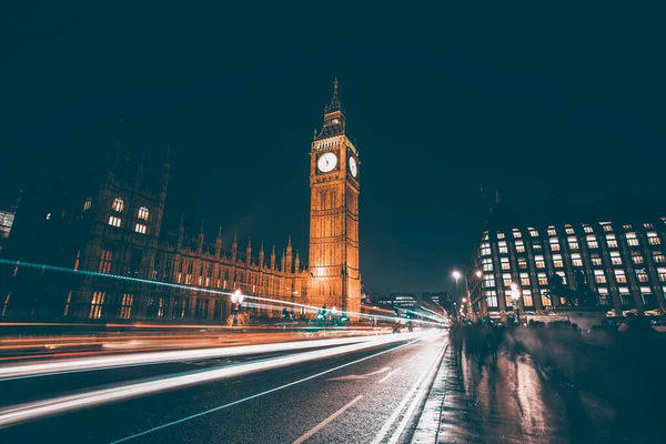 Big Ben Und Westminster Bridge Berufsverkehr London Großbritannien — Stockfoto