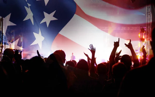 Crowd People Celebrating Independence Day United States America Usa Flag — Stock Photo, Image