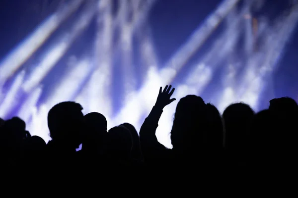 Gedränge Bei Konzert Jubelnde Menge Bunten Bühnenlicht — Stockfoto