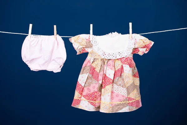 Baby Clothes Hanging Clothesline — Stock Photo, Image
