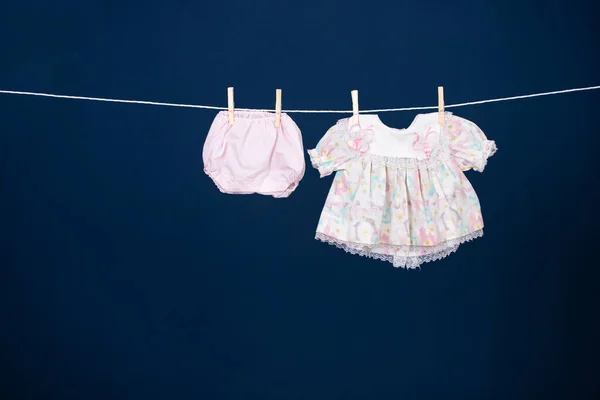 Baby Clothes Hanging Clothesline — Stock Photo, Image