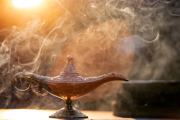 Ramadan Kareem Ünnepi Üdvözlőkártya Muzulmán Szent Hónapban Aladdin Lámpa Kívánságok — Stock Fotó