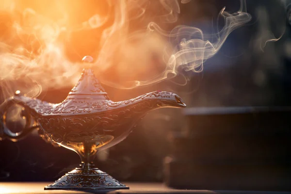 Ramadan Kareem Feestelijke Wenskaart Voor Moslimheilige Maand Met Aladdin Lamp — Stockfoto