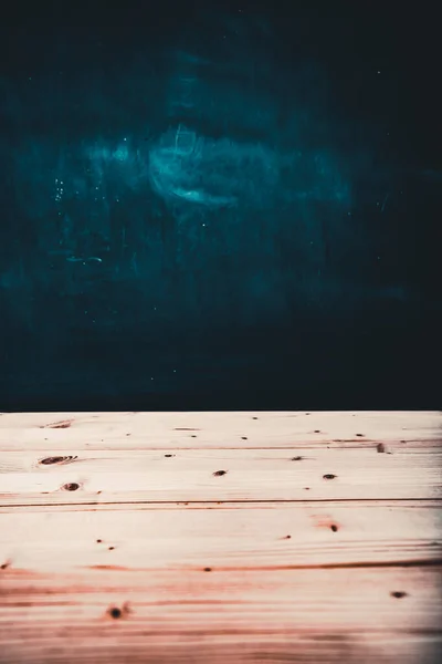 Wooden Table Blackboard Background — Stock Photo, Image
