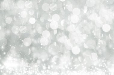 Gümüş Noel arka plan beyaz kar taneleri ile