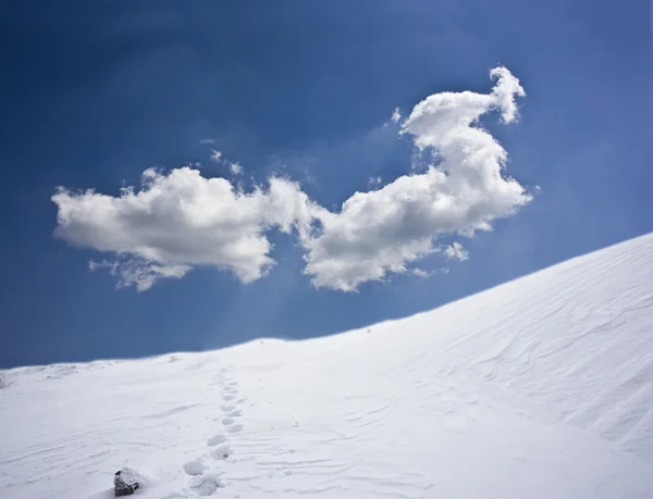 冬季景观与雪盖山和蓝蓝的天空 — 图库照片