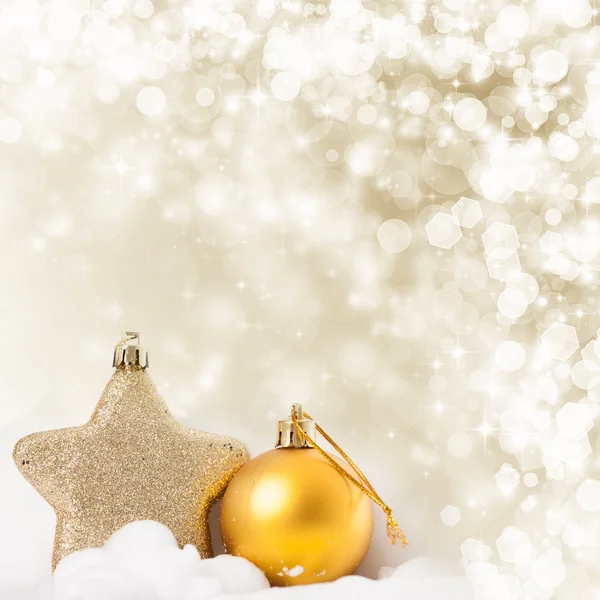 Christmas background with closeup on decorations:  golden chris Stock Image