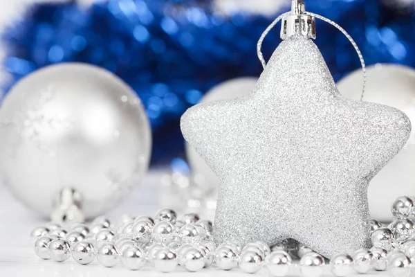 Christmas decorations, balls and star — Stock Photo, Image