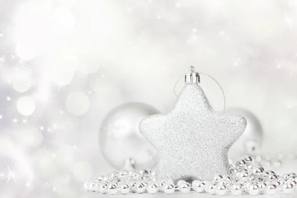 Gümüş Noel süslemesi — Stok fotoğraf