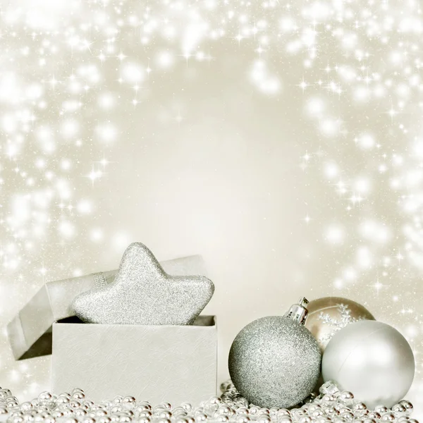 Srebrne dekoracje świąteczne — Zdjęcie stockowe