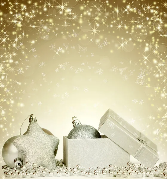 シルバークリスマスの装飾 — ストック写真