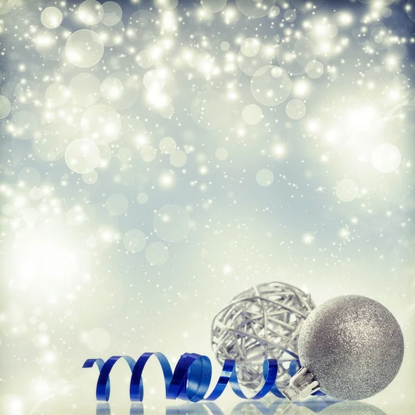 Silver Christmas background with Christmas balls — Stock Photo, Image