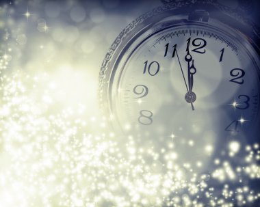 Yıldız kar taneleri ile eski saat