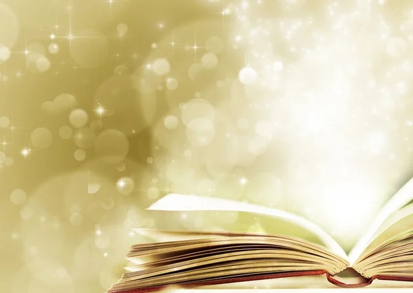 Christmas background with magic book — Stock Photo, Image