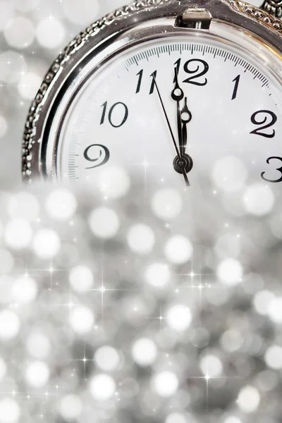 Old clock with fireworks — Stock Photo, Image