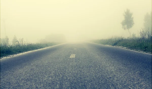 Foggy road in the morning — Stock Photo, Image