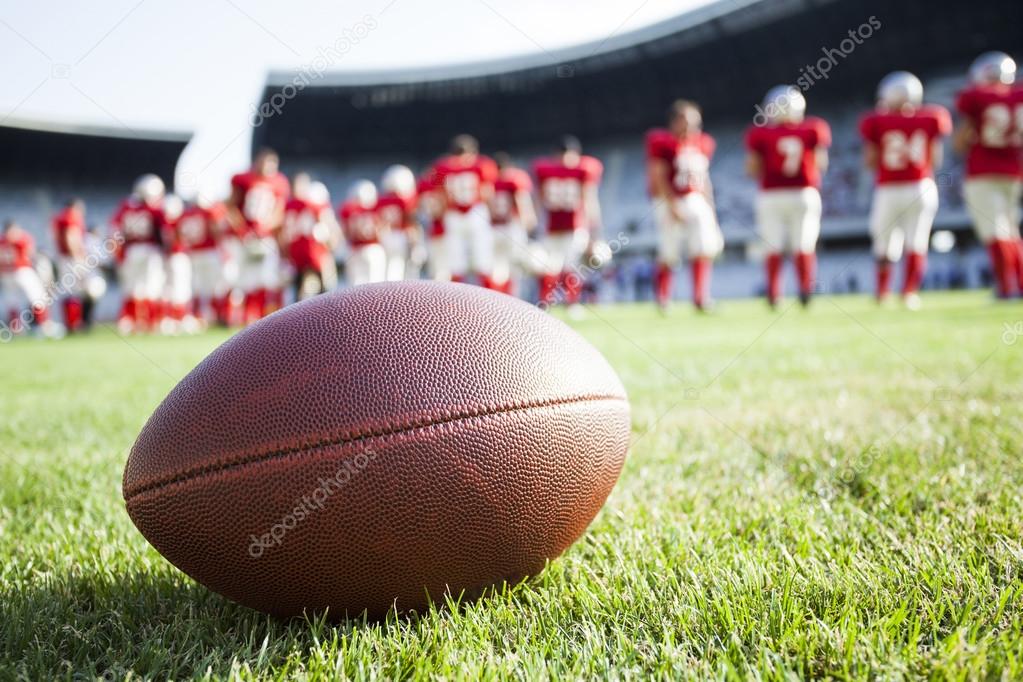 Close up of an american football