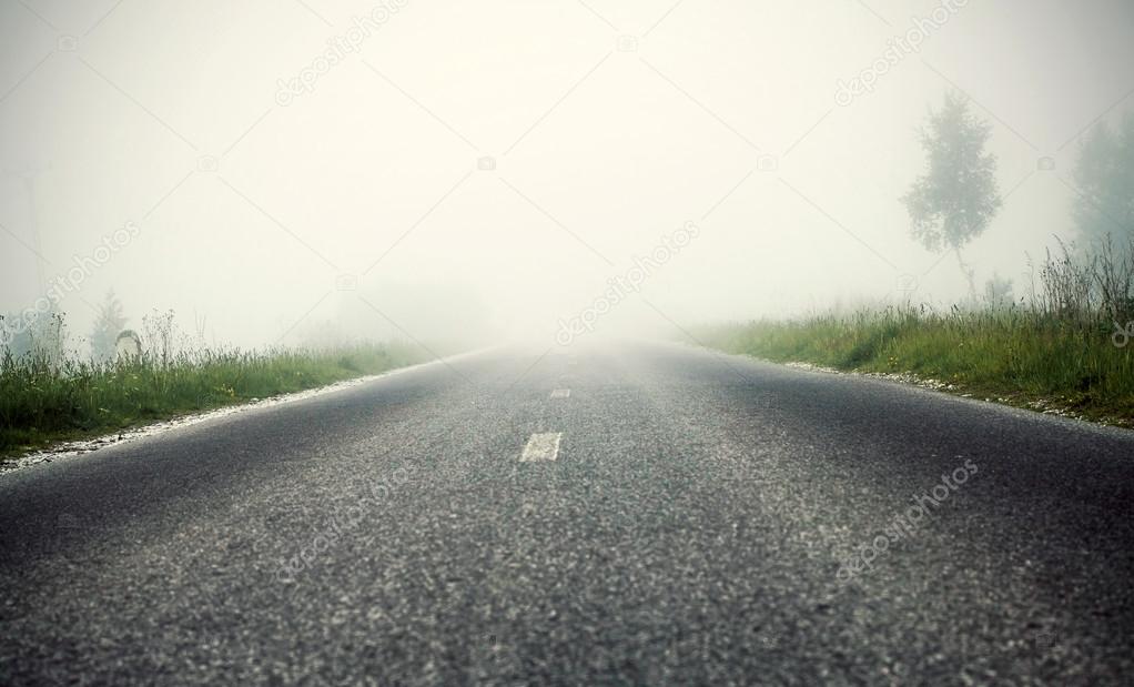 Foggy road in the morning