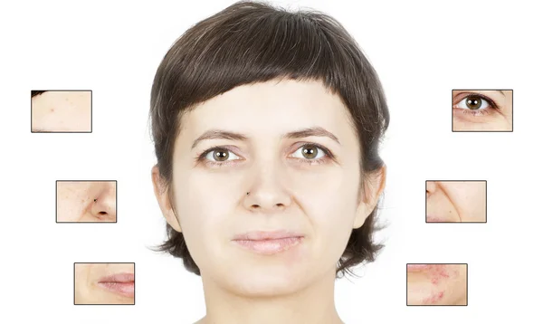分離された女性の顔に美容コンセプト — ストック写真