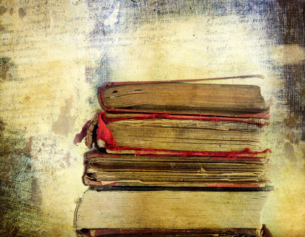 Vintage background with old books. Back to school concept