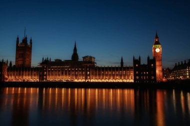 Big Ben ve Parlamento Binası Gece, Londra, Birleşik Krallık