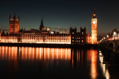 Big Ben ve Parlamento Binası Gece, Londra, Birleşik Krallık