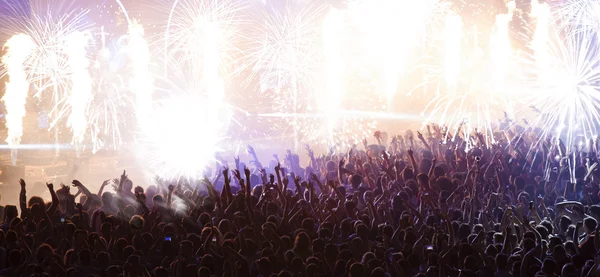 Animando a la multitud en concierto — Foto de Stock