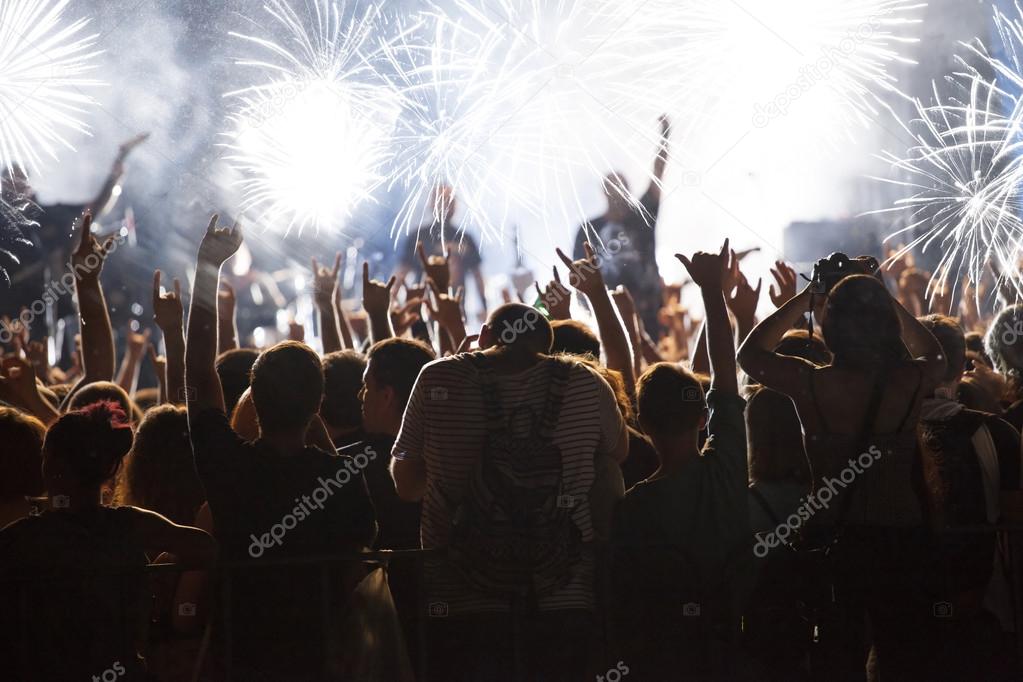 Cheering crowd at concert