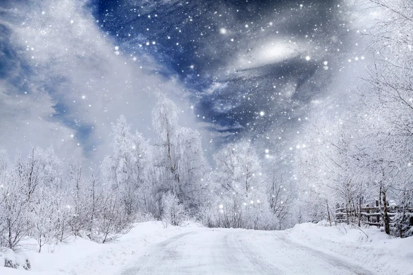 Snow covered winter road — Stock Photo, Image