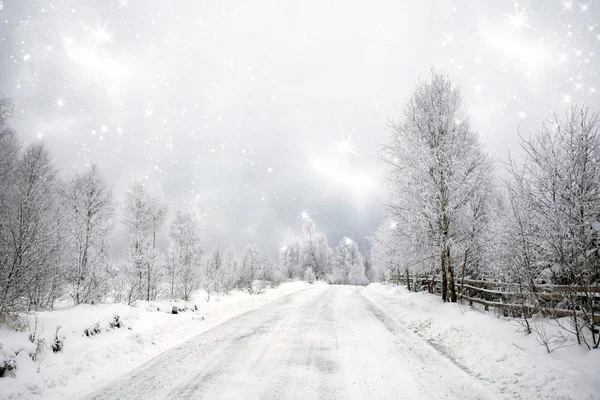 Snowy winter road — Stock Photo, Image