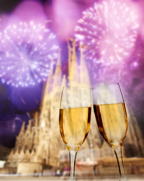 Celebración del Año Nuevo en Barcelona, España — Foto de Stock