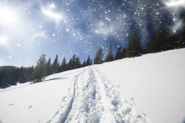 Snowy path on the hill — Stock Photo, Image