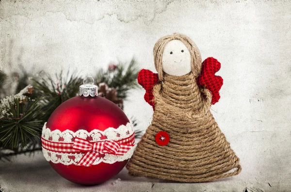 Christmas decoration with handmade angel — Stock Photo, Image