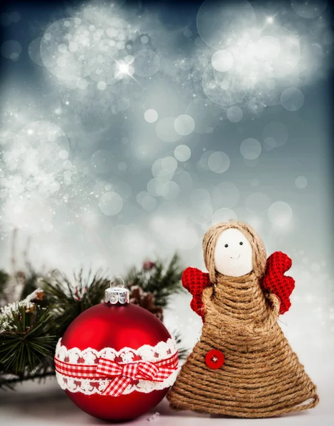 Christmas decoration with handmade angel — Stock Photo, Image