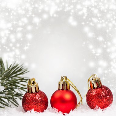 Holiday background with red Christmas balls clipart