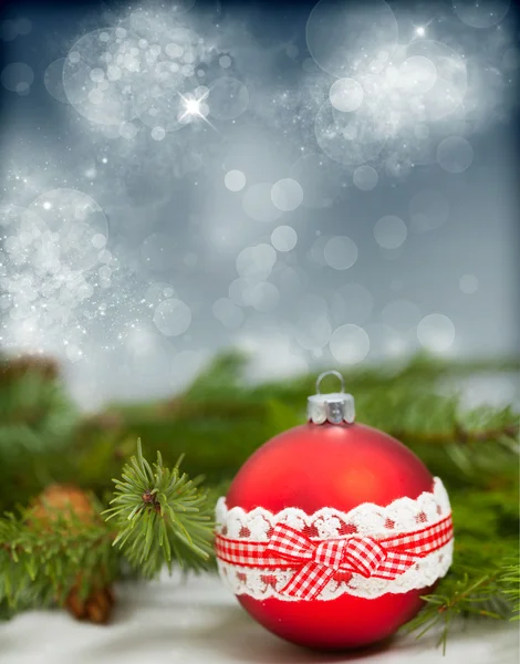 Holiday background with red Christmas balls — Stock Photo, Image