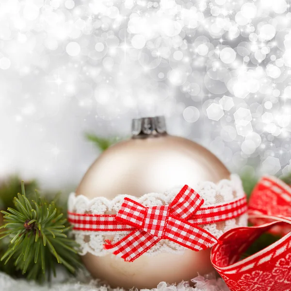 Holiday background with red Christmas balls Stock Picture
