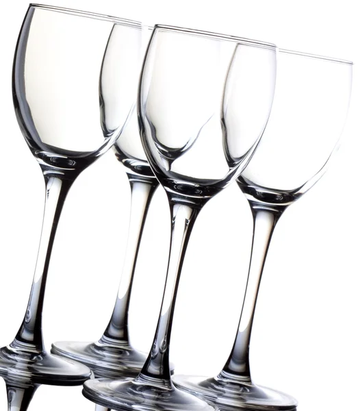 Czterech pusty kieliszek do wina na białym tle nad białym — Zdjęcie stockowe